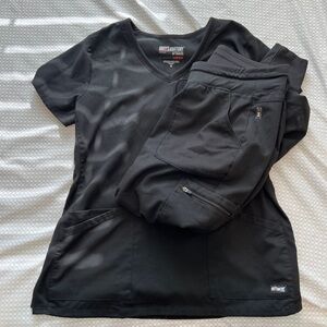 Black Scrub Top and Pants Set